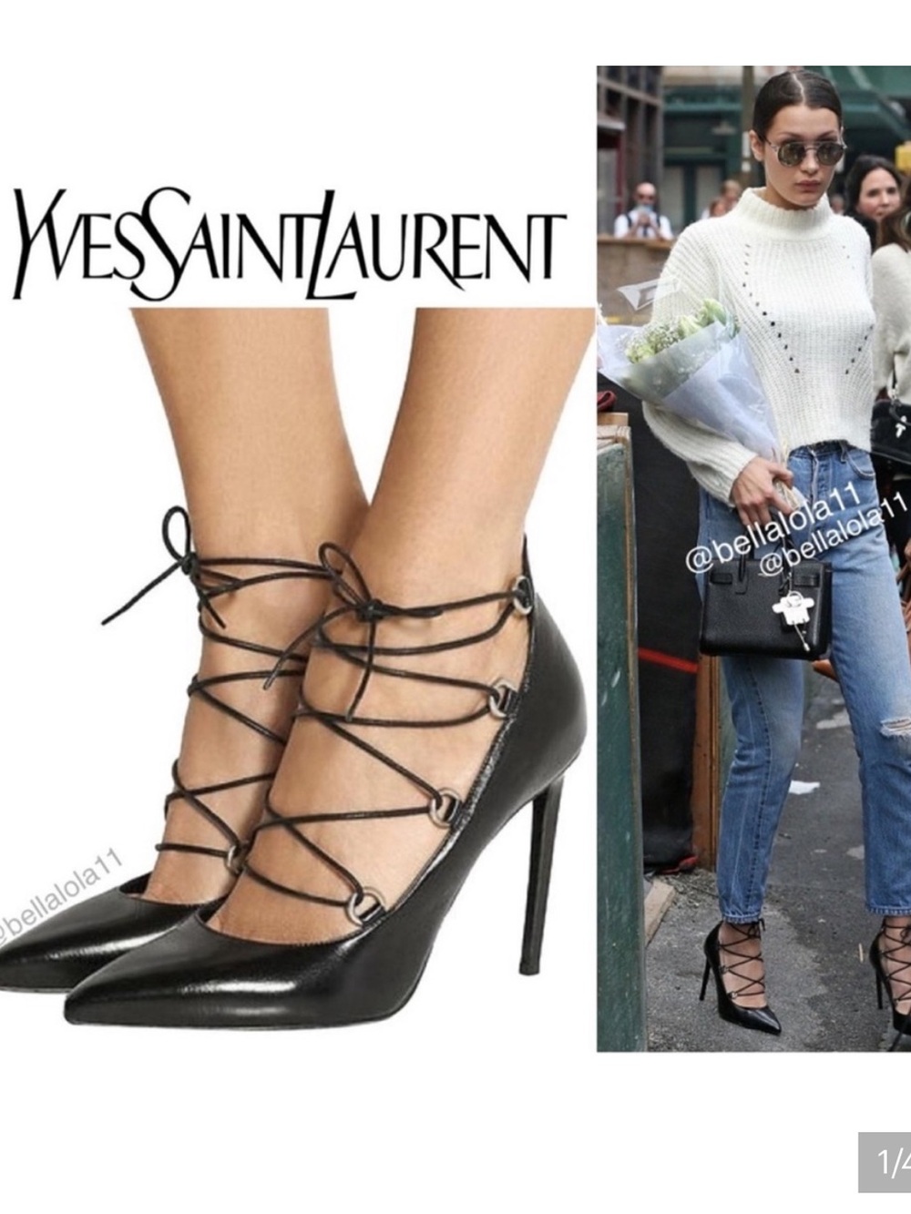 Saint Laurent Black Suede Lace-Up Pointed Toe Pumps size 38